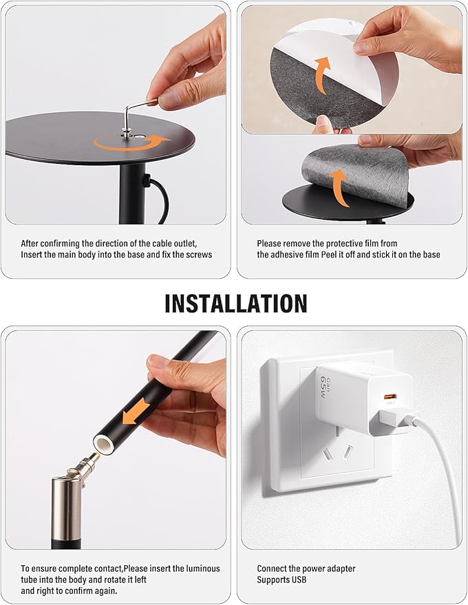 LED Desk Lamp, Home Office Eye Lamp, 3 Modes, Infinitely Adjustable Brightness, Metal, Multi-Angle Adjustment, Detachable Desk Lamp with USB (Black)