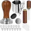 Gmnuiy51mm Coffee Tamper Set 24PCS, Espresso Accessories Kit Barista Kit,316stainlesss Tamper & WDT Tool,316stainlesss Frothing Pitcher, Stirrer, Tamper Mat, Latte Art Pen Coffee puck screen