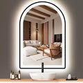 20 x 32 Inch Black Arch LED Vanity Mirror with Lights Black Frame Arched LED Mirror for Bathroom Makeup Desk Wall 32" Black Frame Arched Lighted Mirrors Smart Memory 3 Color Dimmable AntiFog