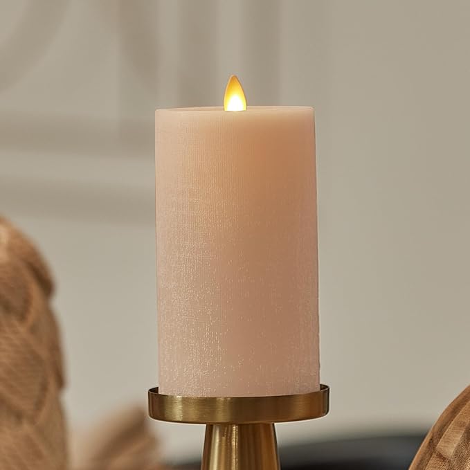 Luminara - Flameless LED Battery Operated Flickering Pillar Candles - Irish Cream - Pack of 1-3x6.5 - Realistic Moving Flame Real Wax Indoor/Outdoor