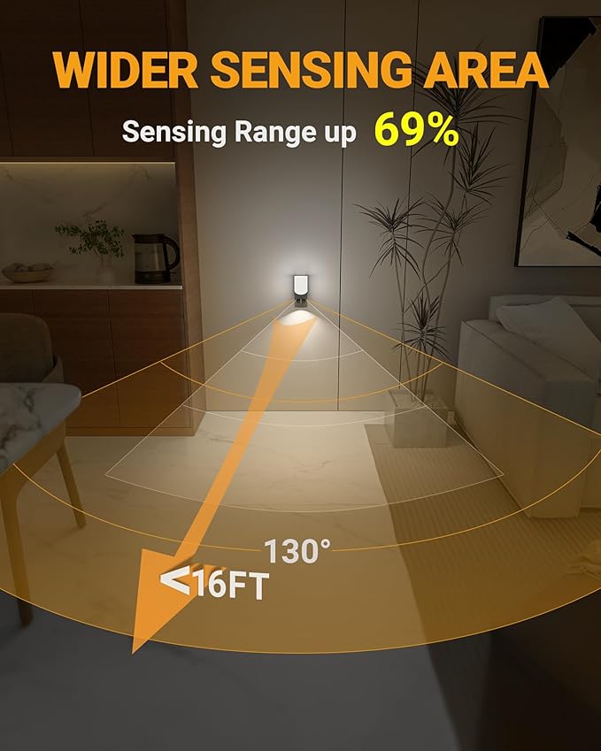 Lyridz Rechargeable Battery Night Light with Motion Sensor, LED Stick-on Dimmable Night Light Indoor for Wall, Bathroom, Bedroom, Stairs, Hallway, Kitchen, Toilet, Cabinet, 2-Pack