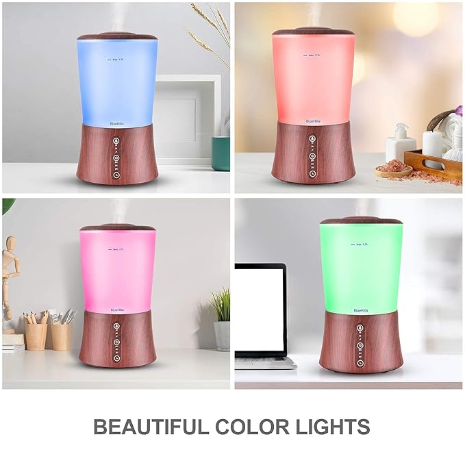 BlueHills Premium 2000 Ml Set of 2 Large Essential Oils Diffusers for Large Rooms Big Capacity Models Adjustable Cool Mist Great Gift – Value Pack of 2 Wood Grain and Dark Wood Grain