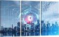 3 Panel Digital Cybersecurity Concept Wall Art Internet Security and Global Protection Pictures Print On Canvas for Hotel Home Wall Decora,Posters and Prints Framed Ready to Hang, 20x40inchx3
