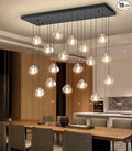W35 x D11.8 x H118 Rectangular Chandelier Bubble Crystal Balls Glam Chandeliers Dimmable Light High Ceiling Pendants Light Fixtures Adjustable Long Lights Black