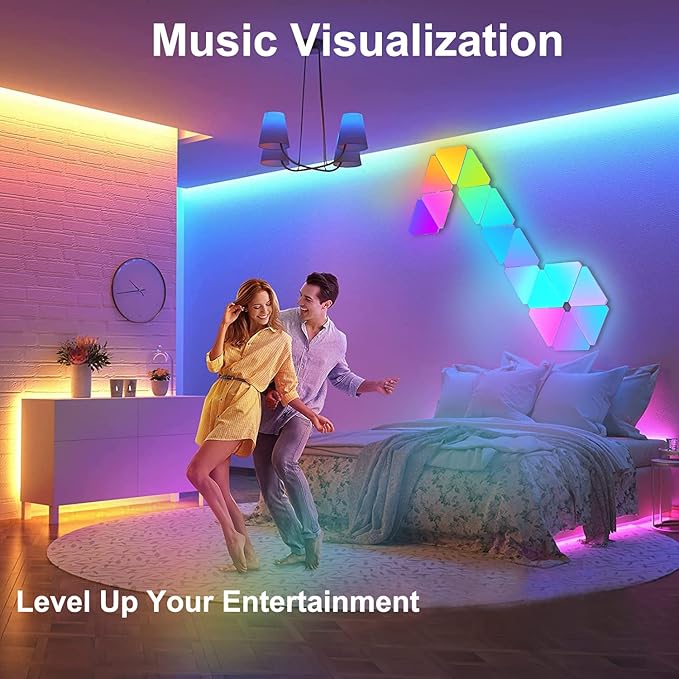 Triangle Lights LED Light Panels, Smart LED Wall Lights RGB Gaming Lights with Remote, Gaming Room Decor Work with Alexa Google Assistant,APP & Voice Control Music Sync for Bedroom/Streaming,9 Pack