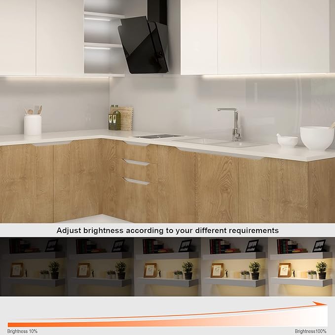 Under Cabinet Lights Wireless Battery Powered, Led Strip Lights with Remote, 20 inch Shelf Closet Lights Dimmable, 3 Color &12 Modes Cabinet Lighting for Shelves Drawer Wardrobe Hallway