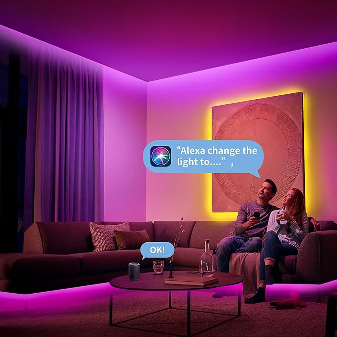 KSIPZE 100FT Smart WiFi LED Strip Lights, RGB LED Lights for Bedroom, APP Control LED Lights Work with Alexa, Music Sync, DIY, Flexible Color Changing LED Strip Lighting for Home Room Decor