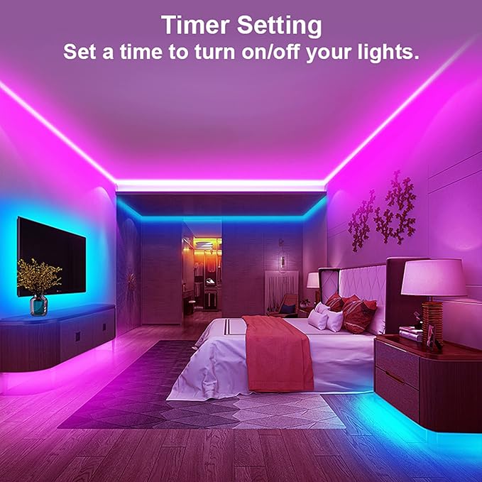 maylit 10 PCS RGB Under Cabinet Lighting Kit, App and Remote Control Led Strip Lights, Music Sync Color Changing Led Lights with ETL Listed Power Adapter, for Cabinet, Counter, Shelf, Bookcase,16.4ft