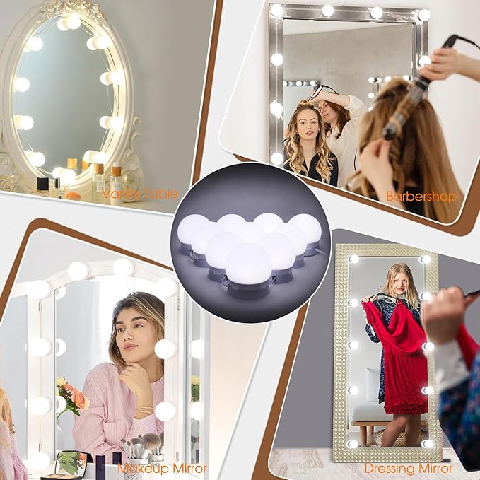 Led Vanity Mirror Lights,Vanity Lights for Makeup Dressing Mirror Lighting,10 Dimmable Bulbs,Adjustable Light Color & Brightness,USB Cable,Mirror not Included