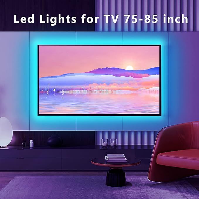 Dalattin LED Backlight, 16.4ft RGB USB Led Lights for 65-80 Inch TVs, Music Sync Bluetooth with Remote Control, Ambient Behind TV Led Lighting