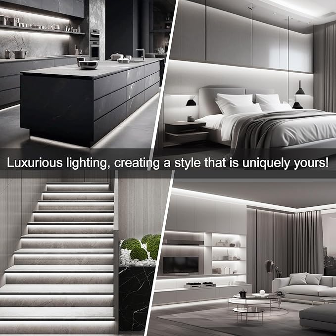 COB LED Strip Lights, 16.4ft LED Lights for Bedroom, Dimmable Strip Lights, White LED Lights Strip, High Bright Lights for TV, Cabinet, Kitchen, DIY Lighting