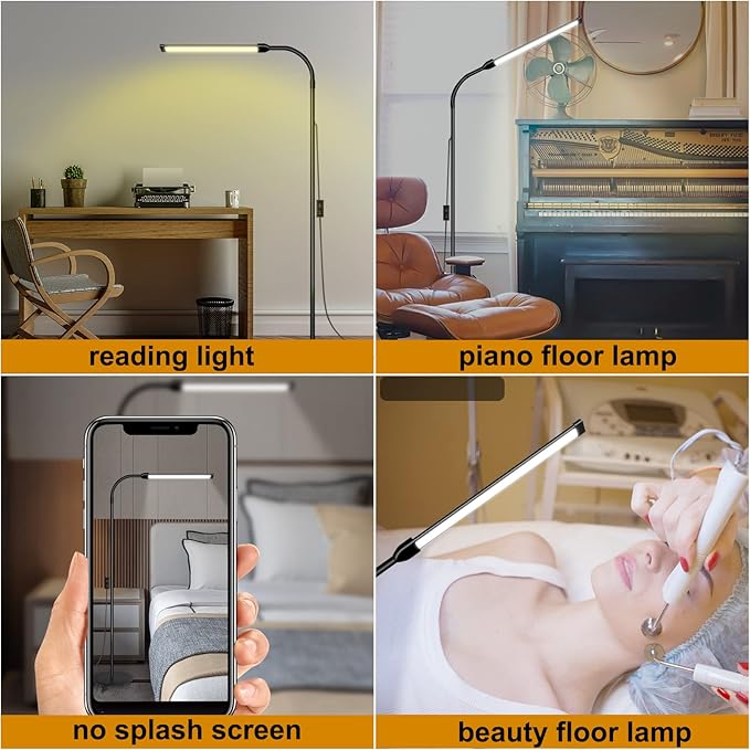 18W Tattoo Lamp Light with Stepless Adjustable 3000K-6000K Colors and Dimmer, Lash Lamp Makeup Light with USB Port, 112 Bulls Led Floor Lamp for for Living Room, Bedroom, Outdoor