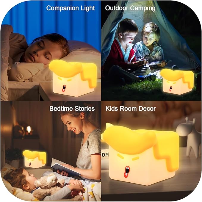 Fun Night Light, Hilarious Silicone Squishy Lighted Tap Light, 3 Levels Dimmable/Timer Night Light, USB Rechargeable Bedside Touch Lamp, Room College Dorm Décor