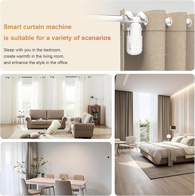 Automatic Curtain Opener with Remote, Compatible with Alexa and Google Home, Smart with Remote for Roman/U/T Rails, Bluetooth Curtain Opener with App/Timer, Gifts for Women and Men