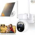 Solar Security Cameras Wireless Outdoor -2K WiFi Cameras for Home Security with Solar/Battery Powered,360° PTZ Solar Camera Outdoor Wireless, 2-Way Audio, Motion Alert, IP66