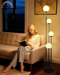 Lightdot Black Globe Floor Lamp 4-Lights Dimmable Floor Lamps with Tray 3000K Bulbs Included Unique Candle Standing Lamp for Living Room/Bedroom/Sofa Beside/Corner Decor