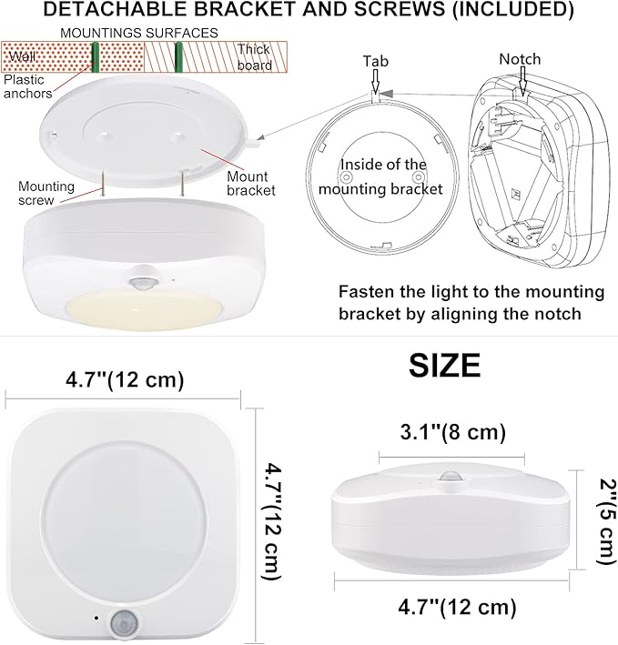 BIGMONAT Cordless Shower Light with Remote and Timer, Motion Sensor Ceiling Light, Battery Operated for Shower Bedroom Hallway Stair Corridor Closet Counter Bathroom, Brightness Dimmable