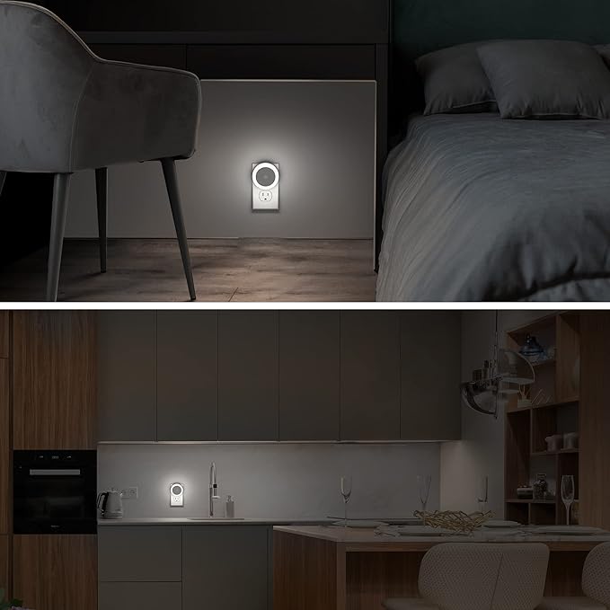 Briignite Night Lights Plug into Wall, [4Pack], Nightlights with Light Sensors, LED Night Light for Kids Room, Baby Night Light, Bathroom, Stair Lights, Hallway Light, Cool White