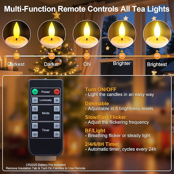 PChero Rechargeable Waterproof Tea Lights with Remote & Magnetic Charging Base, Battery Operated Flameless Candles with Timer, 6 Pack LED Votive Candles Flickering, 100+H Lasting, 1.5" D x 2.16" H
