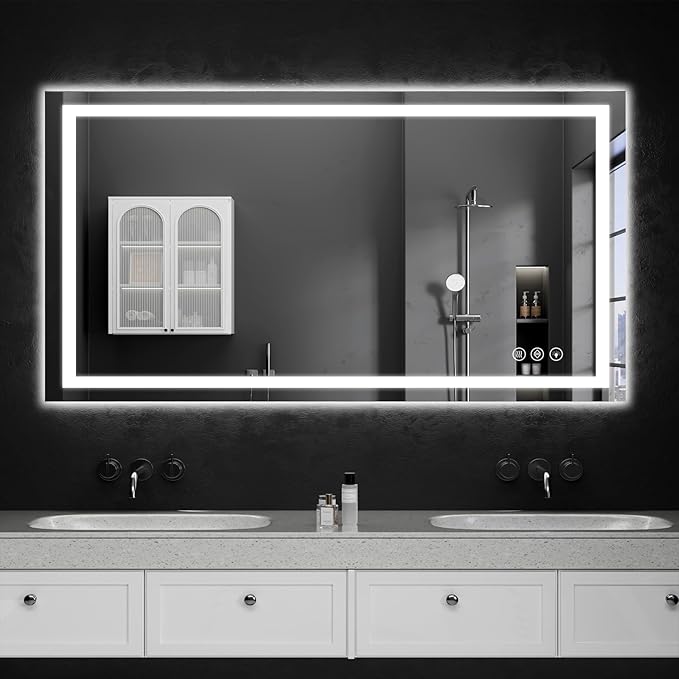 LED Bathroom Mirrors 32"x48" Bathroom Mirror with Lights for Wall, Backlit + Front Lit, 3 Colors, Anti-Fog, Dimmable Brightness for Vanity,Bathroom, Entryway, Living Room
