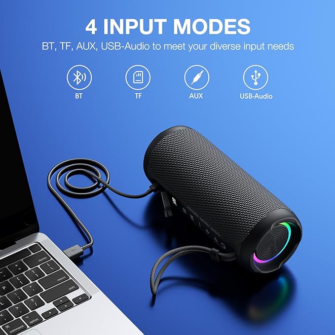 Portable Bluetooth Speaker Wireless, 40W Super Bass with Smart Display, IP67 Waterproof, 40H Playtime, RGB Colorful Lights, Bluetooth 5.4, for Home Party Outdoor Travel Beach Gift