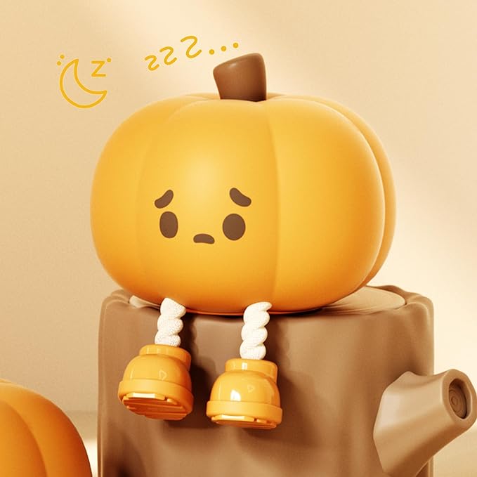 Cute Pumpkin LED Night Light, 3 Level Dimmable Nursery Nightlight, Silicone Soft Light Lamp Gift, Rechargeable Bedroom Touch Lamp for Breastfeeding, Kids, Girl, Boy, Halloween Decor (Pumpkin shape)