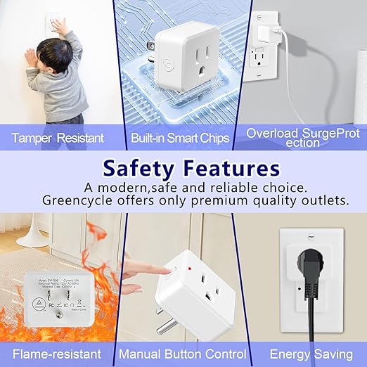 Remote Switch Outlet, GreenCyle 3 Outlet Plug with Remote, Wireless On/Off Light Switch Wall Mounted, 15A/1500W, TUV Listed, No Wiring Needed, 500ft RF Range, for Lamps, Fans, Household Appliances