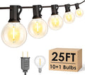 Mlambert 25FT G40 LED Outdoor String Lights, Plug-in Waterproof Patio Lights with 10 LED Bulbs (1 Spare), Porch Lights for Backyard Party Decor, Black