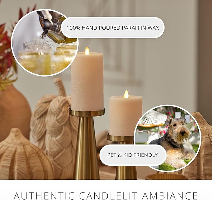 Luminara - Flameless LED Battery Operated Flickering Pillar Candles - Irish Cream - Pack of 1-3x6.5 - Realistic Moving Flame Real Wax Indoor/Outdoor