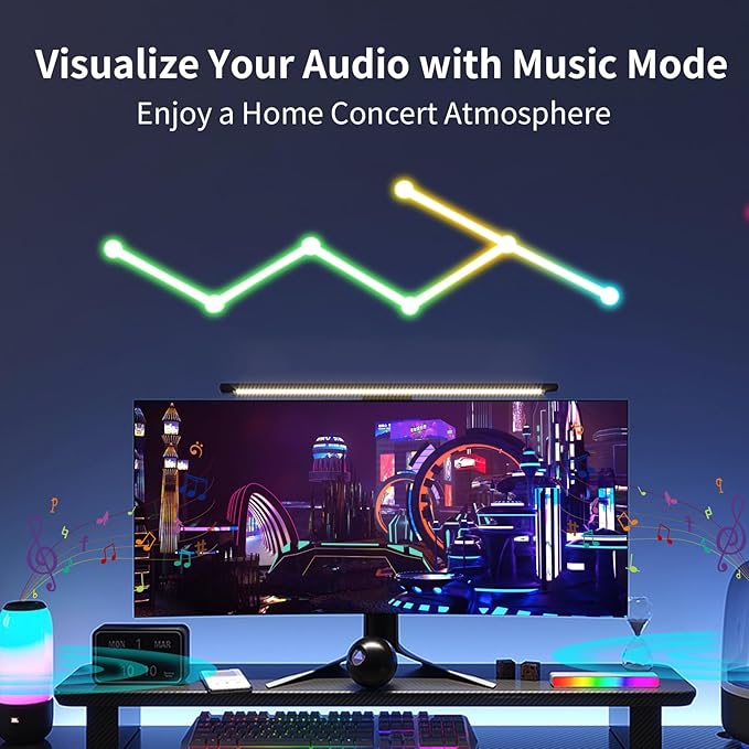 Smart Wall Light Lines, WiFi RGB LED Light Bars, 16M+ Color Dimmable Music Sync DIY Home Decor Light Bars for Gaming Party Streaming Lovers, Work with Alexa & Google Assistant (6 Lines,White)