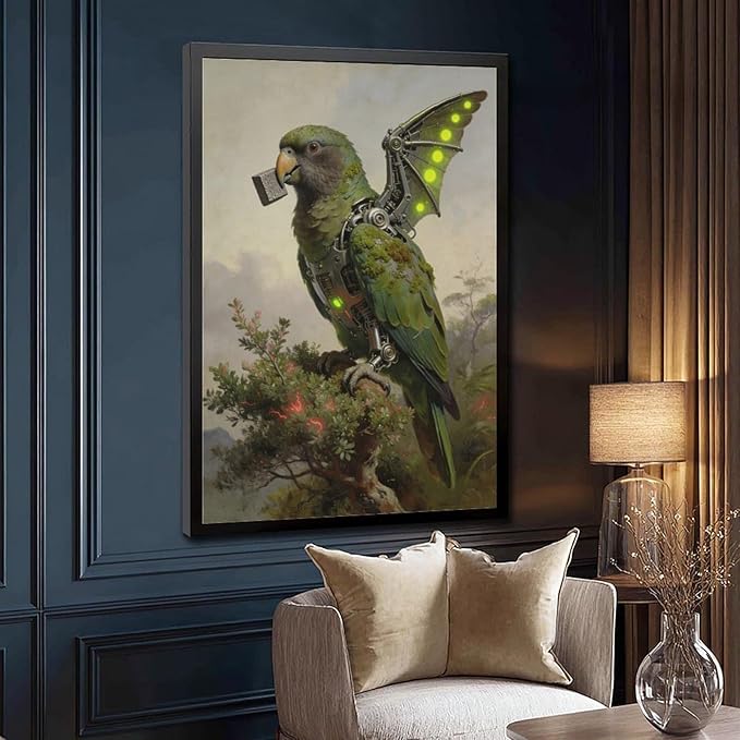 Framed Mechanical Fantasy Wall Art for Modern Living Room Industrial Sci Fi Decor Statement Piece 20x30in
