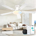Amico Ceiling Fans with Lights, 52 inch Smart Ceiling Fan with Remote/APP/Alexa Control, Flush Mount, Reversible DC Motor, 5 Blades, 6 Speeds, 3CCT, Dimmable, Noiseless, Bedroom, Living Room, White