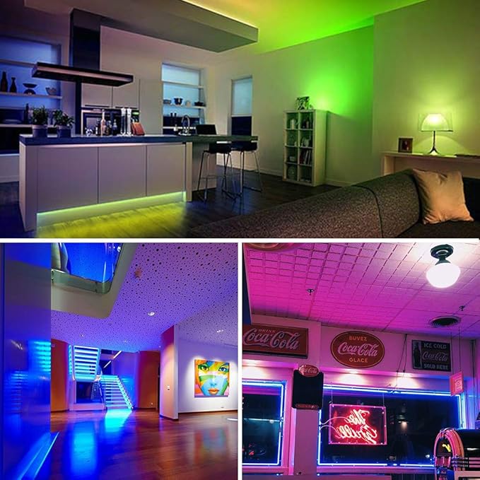 LED Strip Lights Battery Powered RGB LED Battery Lights 17 Keys Remote Control 2PCS 6.56FT Waterproof LED Lights Strip Color Changing Flexible LED Rope Lights Kit for TV Party Home Decoration