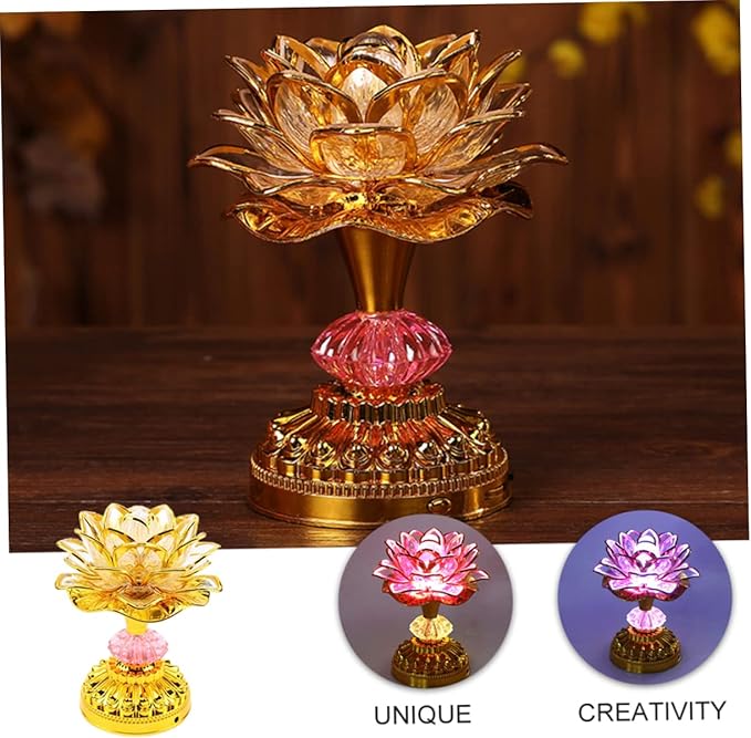1Pc Color Changing LED Lotus Lamp Elegant Hall Light Ornament for Home Decoration for Living Room Bedroom and Meditation Spaces
