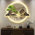 C,50 * 60cm, Mountain Tree Wall Art with Led Light, Zen Wall Art Decor, Luminous Wall Sculptures Painting, for Study Room, Dining Room, Living Room, Tea Room