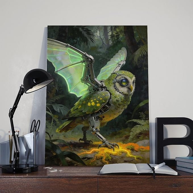 Framed Cyber Fantasy Wall Art for Living Room And Home Office Modern Sci Fi Nature Inspired Decor 08x12inch(20x30cm)