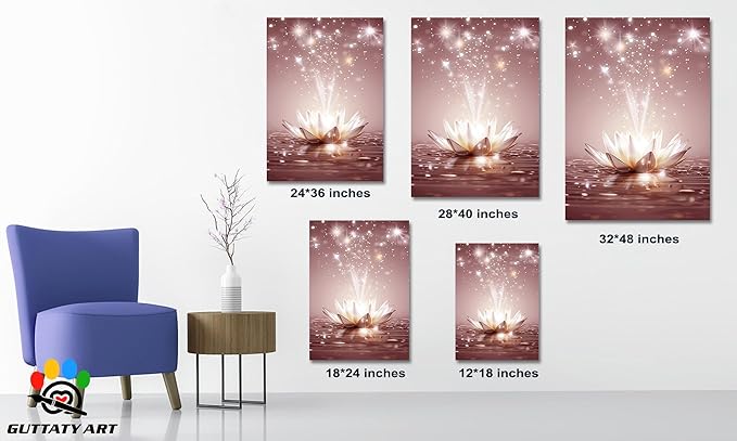 Zen White Lotus Flower Canvas Wall Art, Water Lily Bloom Picture, Lotus Flower Canvas Art Print, Calm Relax Poster, Meditation Spiritual Zen Flower Print for Yoga Spa Spiritual Room 24x36 inch