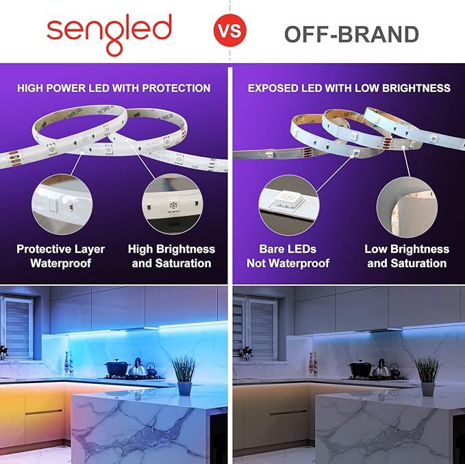 Sengled Smart LED Strip Lights, 9.84ft Wi-Fi LED Lights Work with Alexa and Google Home, 16 Million Colors, RGB, Music Sync, Adjustable Length, 25,000 Hours Life, Multi-Mode Support for Game, Movie