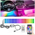 5.7FT LED Interior Light for Car, 48LEDs RGB USB Under Dash Lighting, Footwell Neon Internal Lights Kit, Smart APP and Remote Dual Control, Multicolor Music and Mic Mode