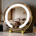 Vanity Mirror with Lights, 12" LED Makeup Mirror, HD Professional Mirror, Smart Touch with 3-Color Lighting, Dimmable, 360° Rotation, Lighted Up for Makeup Desk, Bedroom (Gold)