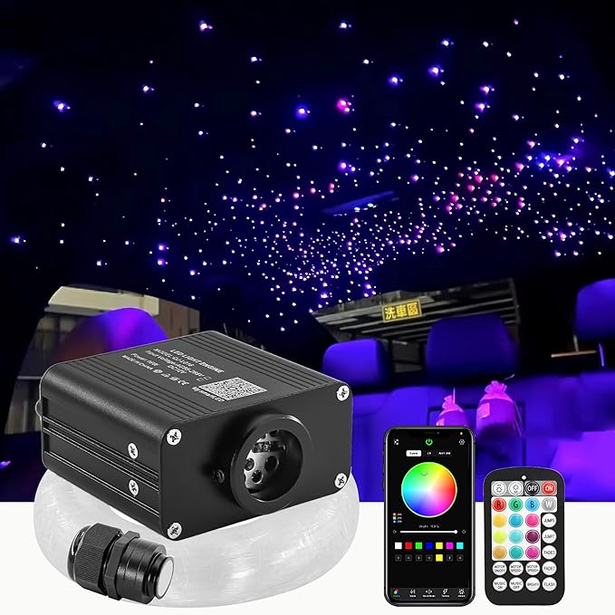 16W Starlight Headliner Kit Mixed 450pcs 13.1ft, Twinkle Compact Size Fiber Optic Star Lights for Car Interior Roof with APP/Remote Control