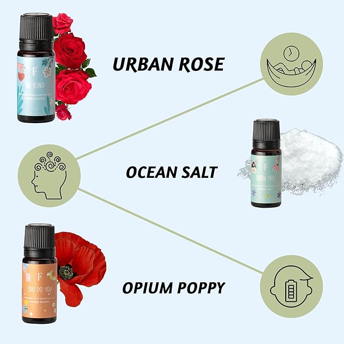 Folkulture Essential Oils Set | 6 Relaxing Fragrance Oils for Diffusers | Green Tea, Cashmere, Ocean Salt and More| Aromatherapy Gift Set for Her, Him | Self-Care Lovers | Self Love Club