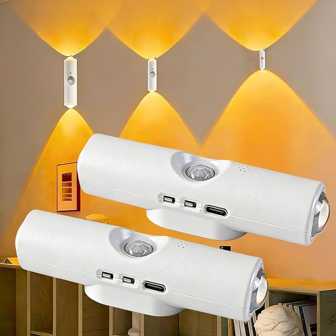 2026 New Rechargeable Smart LED Motion Sensor Ambient Light, RGB Gradient Ambient Light, Punch Free Magnetic Color Chang Motion Sensor Lights Stairs for Wardrobe, Cabinet (3 Colors*2)