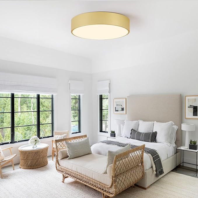 5CCT Modern Gold Close to Ceiling Light Fixtures,15.8 Inch Large Ceiling Lighting,Dimmable LED Ceiling Lamp for Bedroom, Living Room, Laundry Room