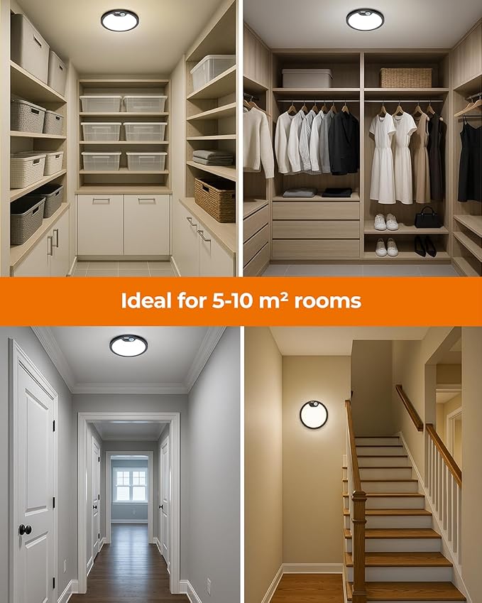 BLNAN Rechargeable Shower Light Indoor, 7000mAh Motion Sensor Wireless Ceiling Light with Remote, Battery Operated Ceiling Light, LED Overhead Lighting for Pantry Bathroom 1 Pack