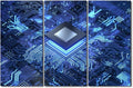 Circuit Board Pictures for Living Room Smart Chip Canvas Wall Art House Decor Computer Chip Modern Office Wall Decor Framed CPU Concept Large 3 Panel Wall Art for Home Bedroom Ready to Hang(40"Wx60"H)