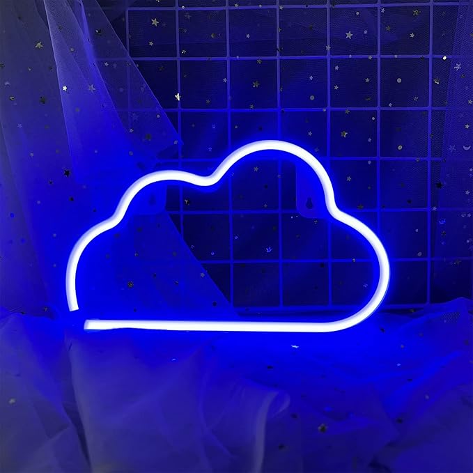 Cloud Neon Sign Blue Cloud Light Sign for Wall Decor,Battery or USB Powered Clouds Shaped LED Sign Decoration Lights for Bedroom Aesthetic Teen Girl Kid Room Christmas Birthday Wedding Party