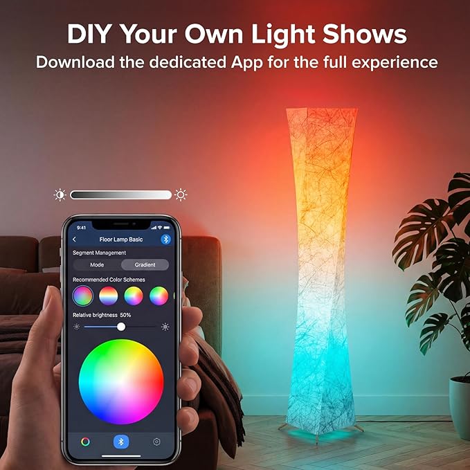 Floor Lamp, RGB Color Changing Led Smart Lamp, Music Sync, APP Remote Control, 62'' Standing Lamp for Living Room Bedroom Game Room