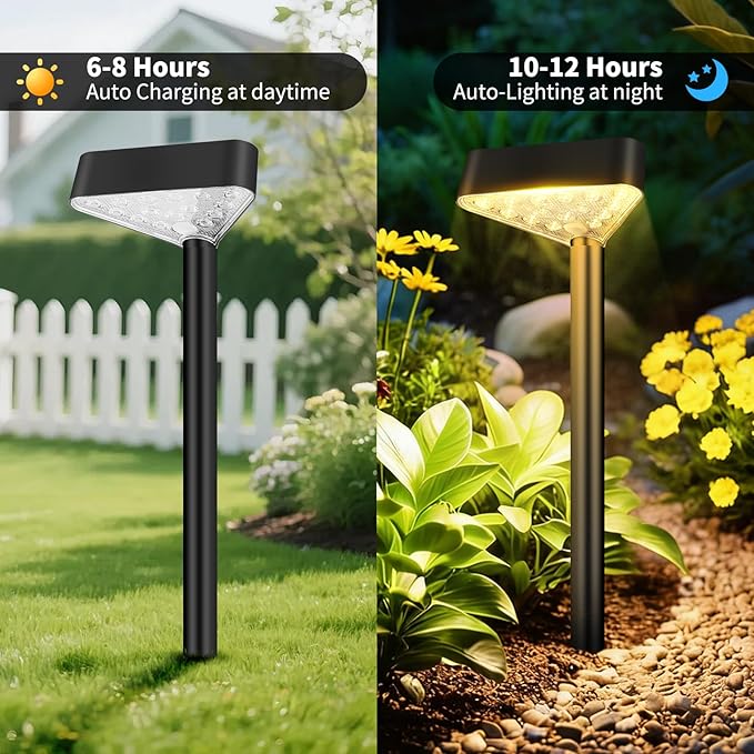2 Pack Solar Pathway Lights Outdoor, Bright LED Solar Landscape Lights, Waterproof Solar Garden Lights for Yard, Patio, Walkway, Lawn, Driveway(Warm White, 2 Pack)