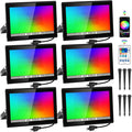 T-SUN LED Flood Lights Outdoor 60W, 600W Equivalent 6000LM Color Changing Landscape Light with APP Control, Waterproof Floodlights with 2700K & 16 Million Colors, Timing, Music Sync, US Plug(6 Pack)